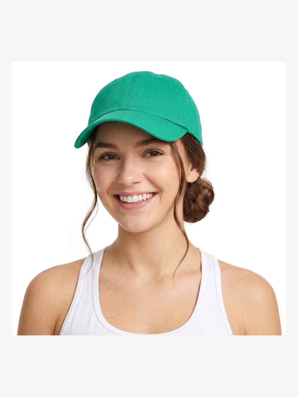 Womens Satin Lined Baseball Cap Washed Cotton Adjustable | Light Green | Size OS